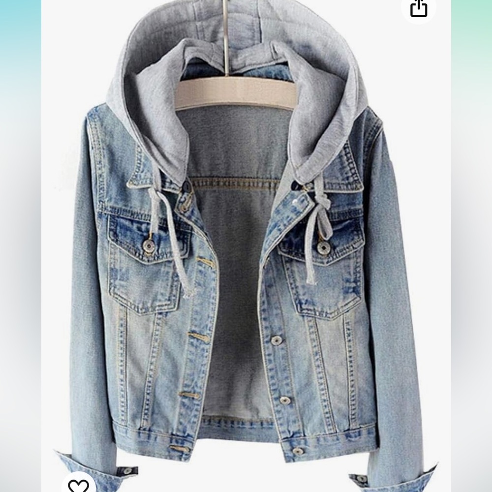 Lifeshe Women’s light wash detachable hoodie denim jacket